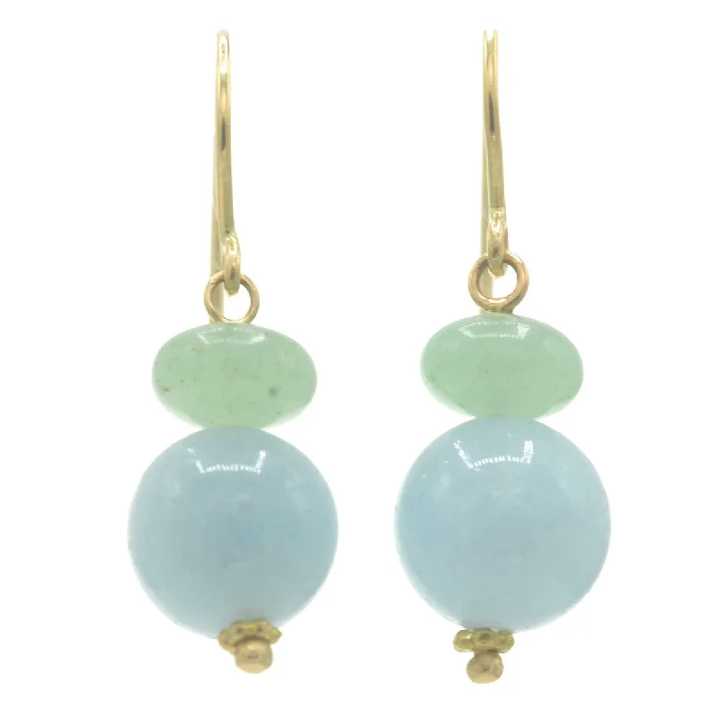 Best hoop earrings with twisted rope designs for a nautical-inspired style-Pom Pom Earrings Aventurine Aquamarine