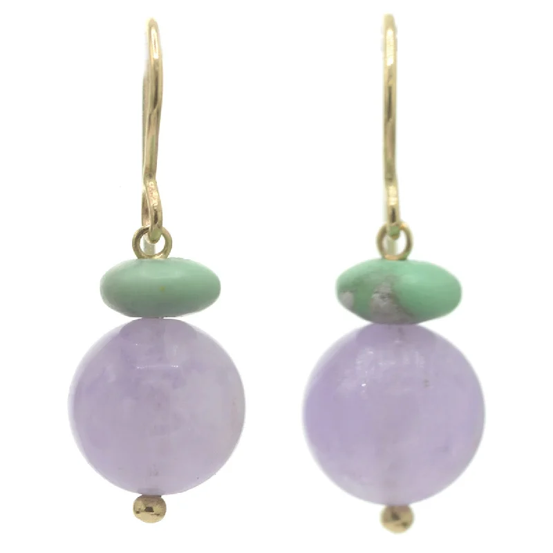 Best hoop earrings with hammered gold for a rustic yet elegant look-Pom Pom Earrings Variscite Amethyst