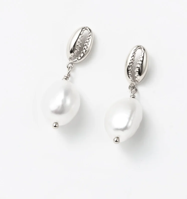 Best hoop earrings with baroque pearls for a luxurious and elegant vibe-Puka Shell Earrings