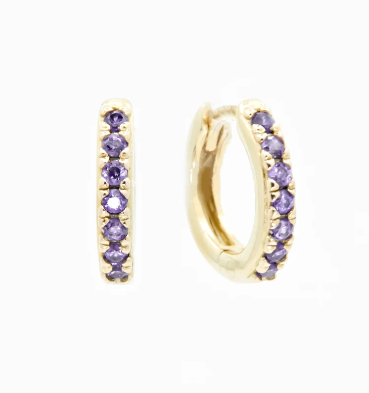 Best hoop earrings with Swarovski crystals for added sparkle and luxury-Purple Hoop Earrings