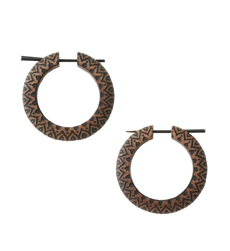 Hoop earrings with multi-tone finishes for a colorful and layered effect-Ridge Saba Wood Hoop Earrings