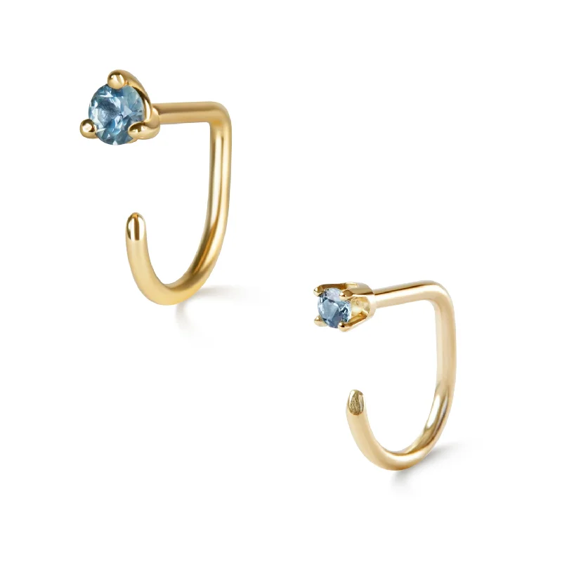 Best hoop earrings with butterfly motifs for a playful and whimsical appearance-Claw Asymmetric Earring Pair, Sapphire