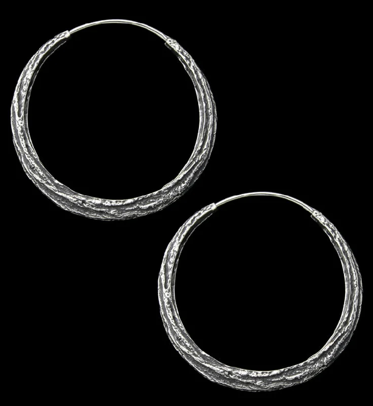 Hoop earrings with a matte finish for a sleek and sophisticated appearance-Scion Hoop Hinged White Brass Hangers / Earrings