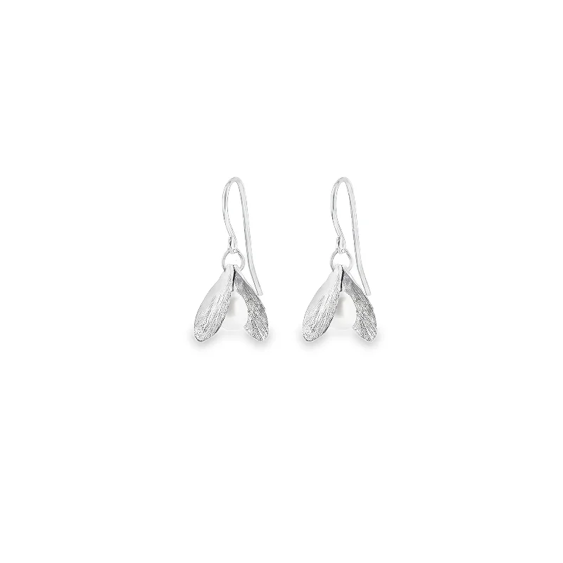 Best hoop earrings with custom designs for a personalized, unique accessory-Silver Double Leaf and Pearl Earrings