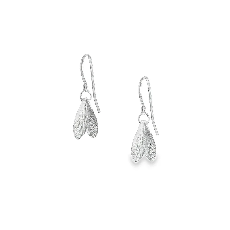 Best hoop earrings with tribal designs for a cultural and exotic aesthetic-Silver Mini Double Leaf Earrings