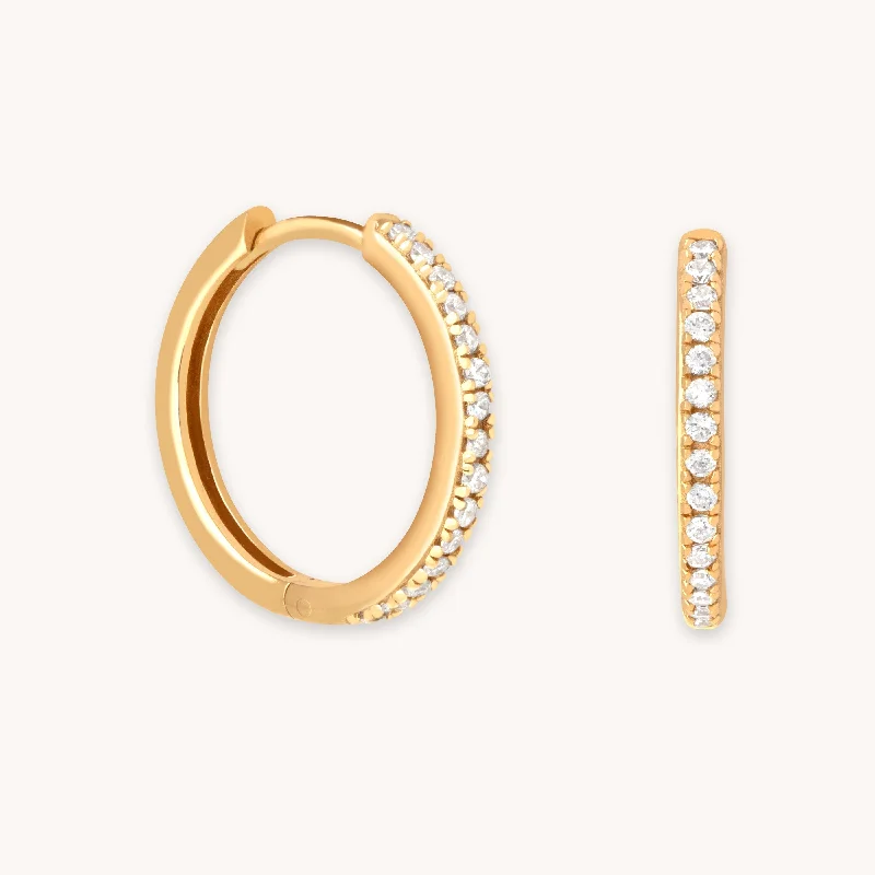 Best hoop earrings with snake-inspired designs for an edgy and fierce vibe-Essential Crystal Medium Hoops in Gold