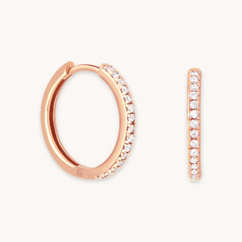 Hoop earrings with spiral designs for a dynamic and fluid look-Essential Crystal Medium Hoops in Rose Gold