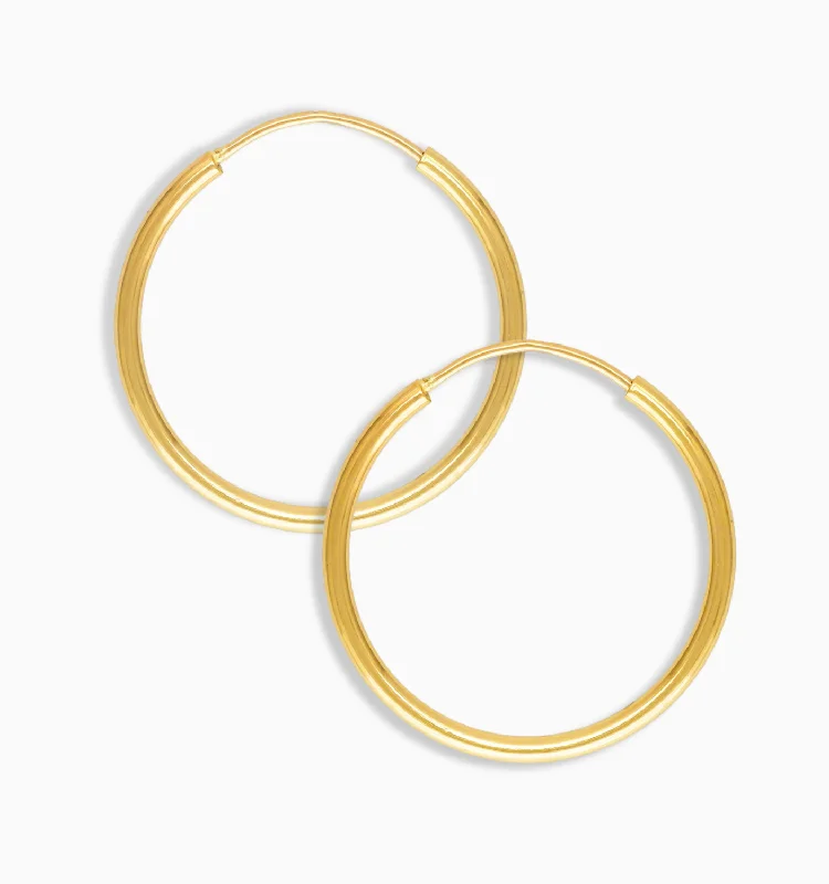 Best hoop earrings with smooth ceramic finishes for a polished, clean style-14k Solid Gold Hoop Earrings - Small 15mm