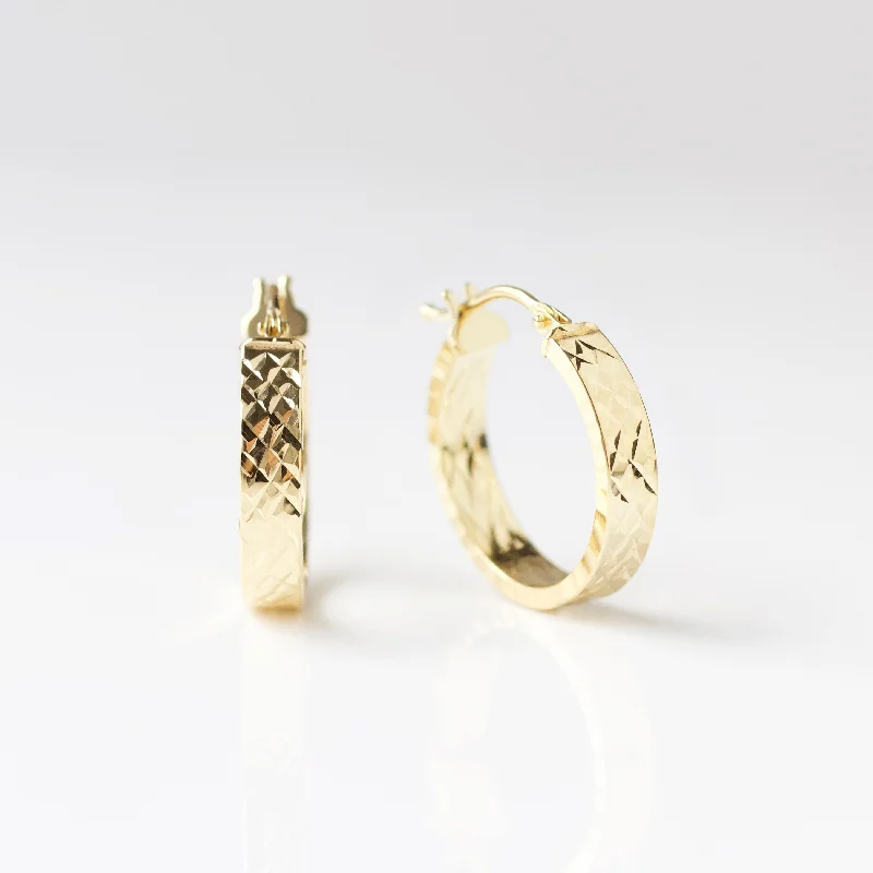 Hoop earrings with braided patterns for a detailed and textured finish-Diamond Cut Lattice Hoop Earrings