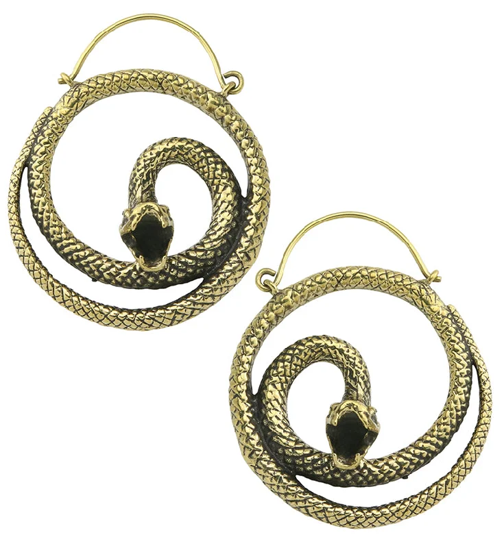 Best hoop earrings with angel wing accents for a spiritual and meaningful design-Striking Snake Brass Hangers / Earrings