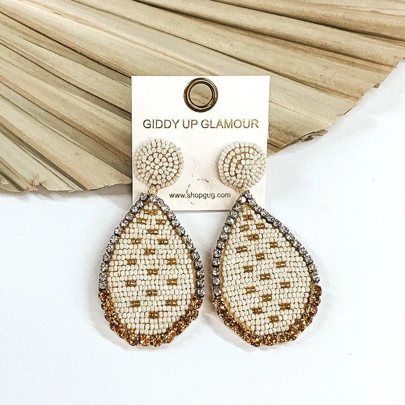 Best hoop earrings with butterfly motifs for a playful and whimsical appearance-Teardrop Beaded and Crystal Statement Earrings in Ivory