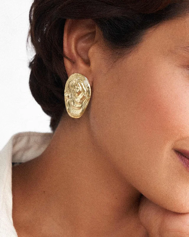 Hoop earrings with twisted metal designs for a dynamic and modern style-Tide Earrings - Brass