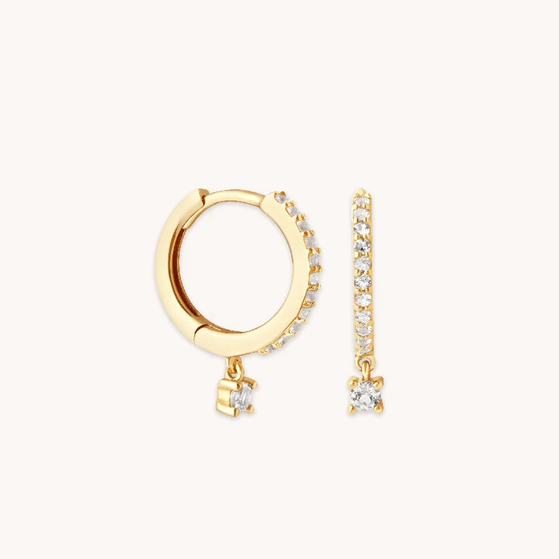 Best hoop earrings with stacked layers for a dimensional and bold look-Topaz Charm Hoops in Solid Gold