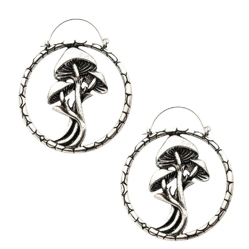 Best hoop earrings with gold-plated finishes for an affordable luxury vibe-Triple Mushroom Stainless Steel Plug Hoops