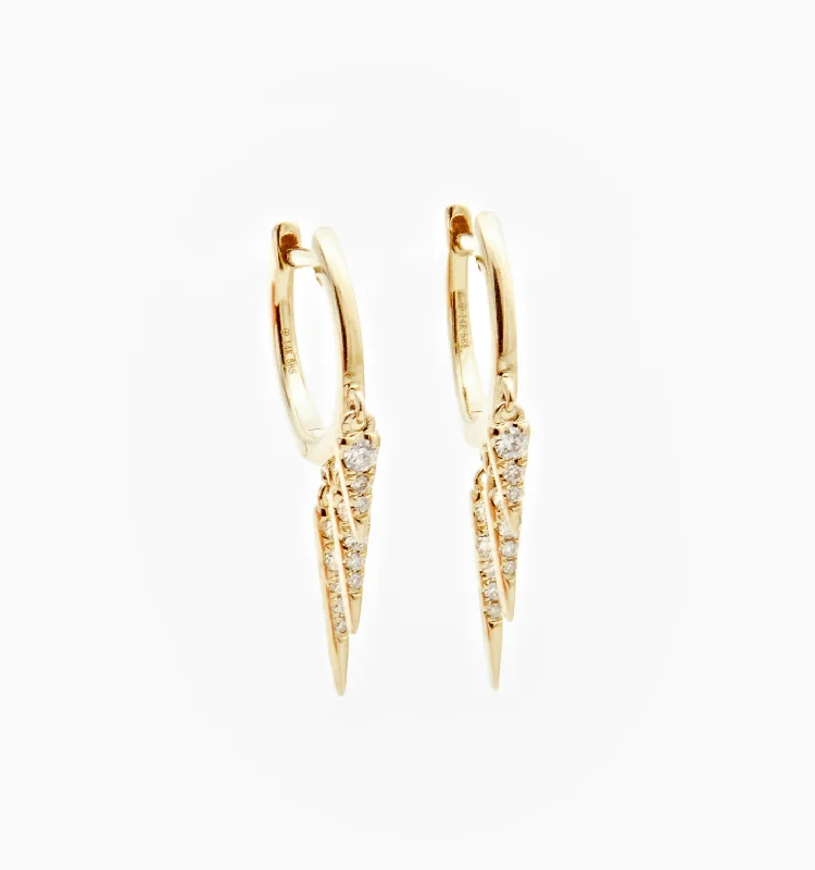 Best hoop earrings with vintage-style detailing for a nostalgic and timeless look-Triple Spike Diamond Huggie Hoop Earrings