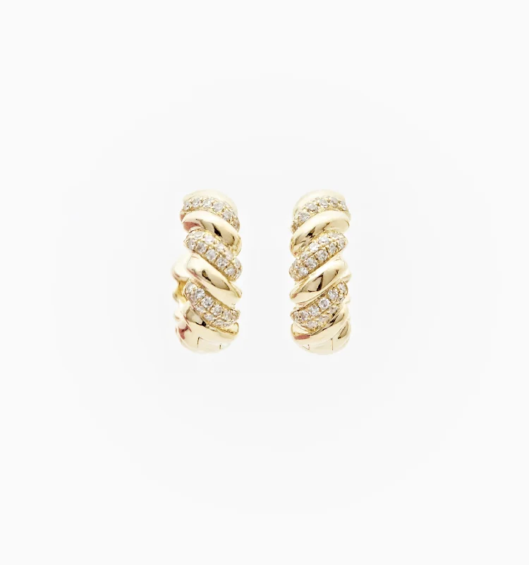 Medium hoop earrings for an everyday look with the perfect balance of style-Twist Diamond Hoop Earrings