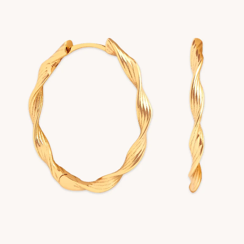 Best hoop earrings with oval shapes for a unique and elongated design-Twist Large Hoops in Gold