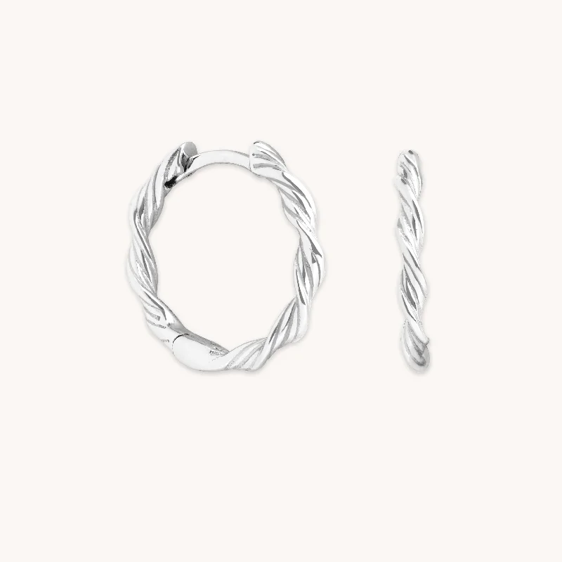 Hoop earrings with snake print designs for an edgy, wild appearance-Twist Small Hoops in Silver