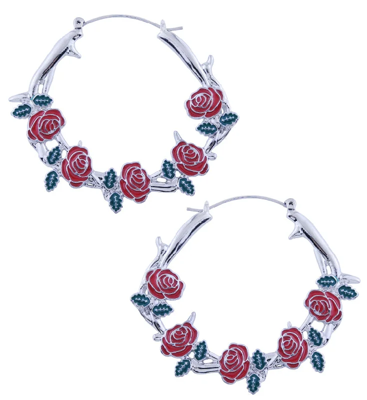 Best hoop earrings with minimal embellishments for a sleek and modern look-Vine of Roses Stainless Steel Plug Hoops