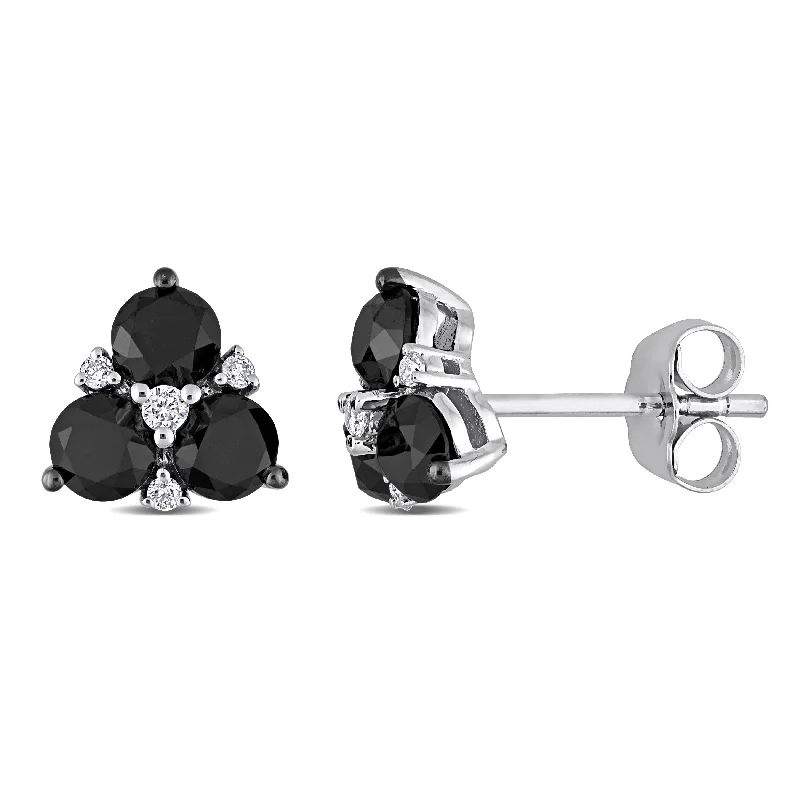 Stud Earrings for Casual Outfit -1 1/2 CT TW Black and White Diamond Stud Earrings in 10K White Gold