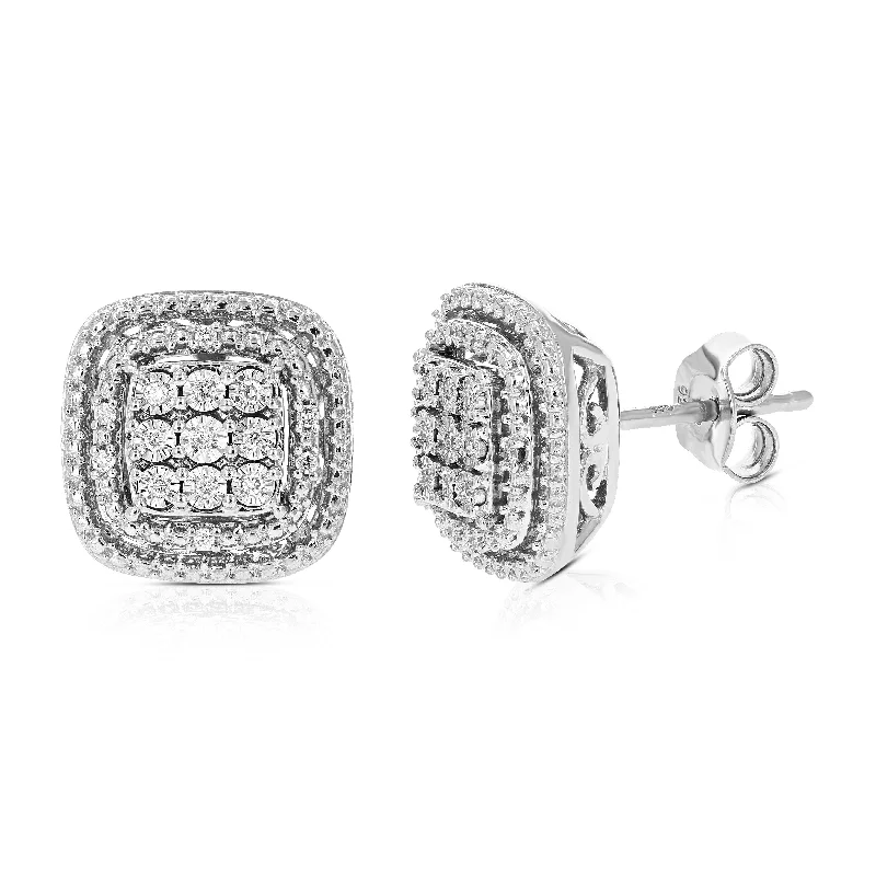 Leverback Stud Earrings for Comfort -1/12 cttw Round Cut Lab Grown Diamond Stud Earrings in .925 Sterling Silver Prong Set