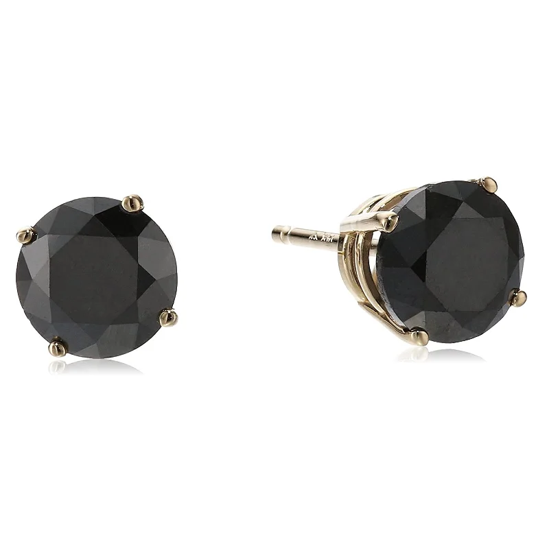 Double Stud Earrings for Impact -1.50 cttw Black Diamond Stud Earrings 14K Yellow Gold Round Push Backs 4 Prong Basket