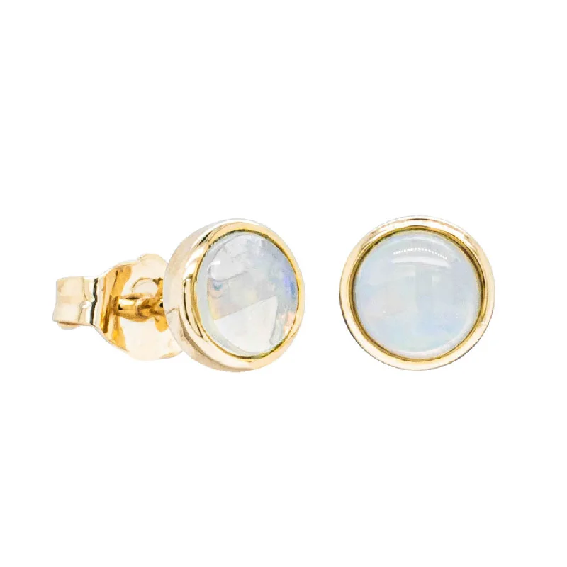 Hypoallergenic Stud Earrings for Sensitive -14ct Yellow Gold Opal Stud Earrings