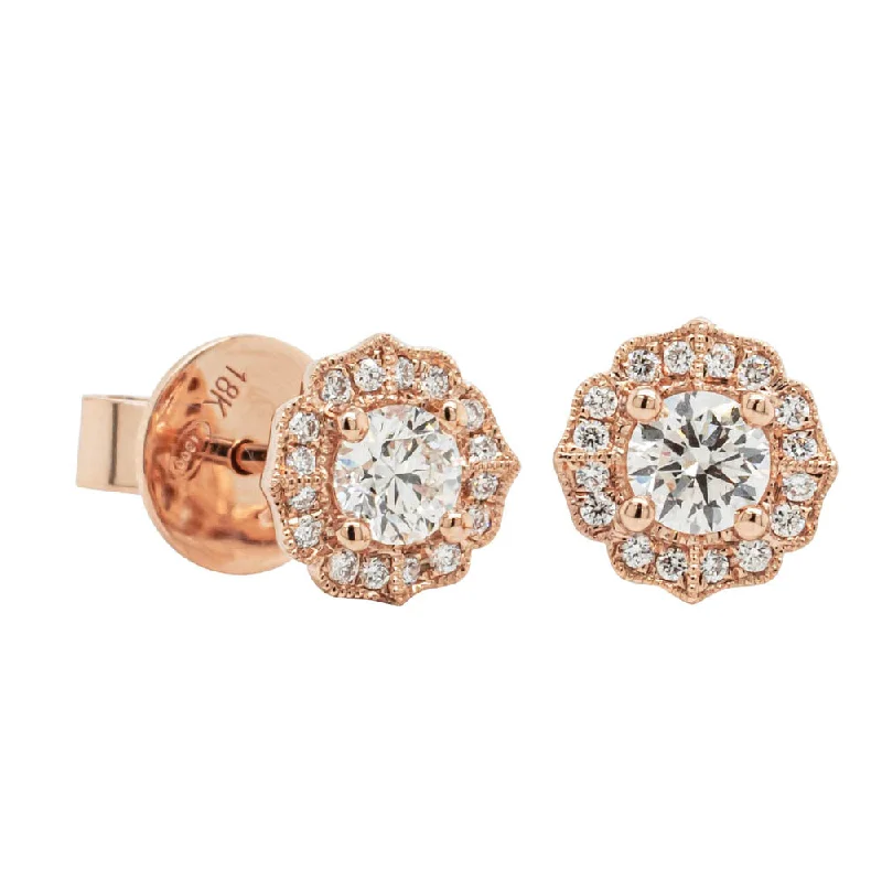 Leverback Stud Earrings for Comfort -18ct Rose Gold Diamond Paramount Stud Earrings