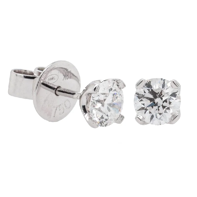 Stud Earrings with Chevron Designs -18ct White Gold 1.01ct Diamond Blossom Stud Earrings