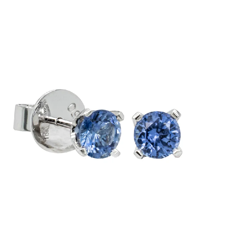 Triple Stud Earrings for Layered -18ct White Gold 1.32ct Sapphire Blossom Stud Earrings