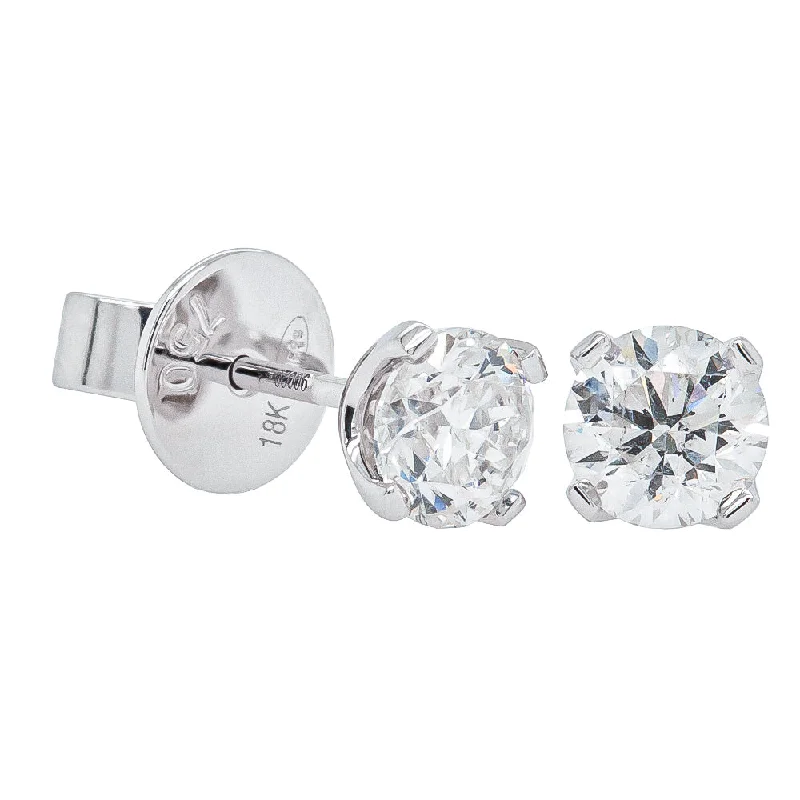 Stud Earrings with Leaf Motifs -18ct White Gold 1.40ct Diamond Blossom Stud Earrings