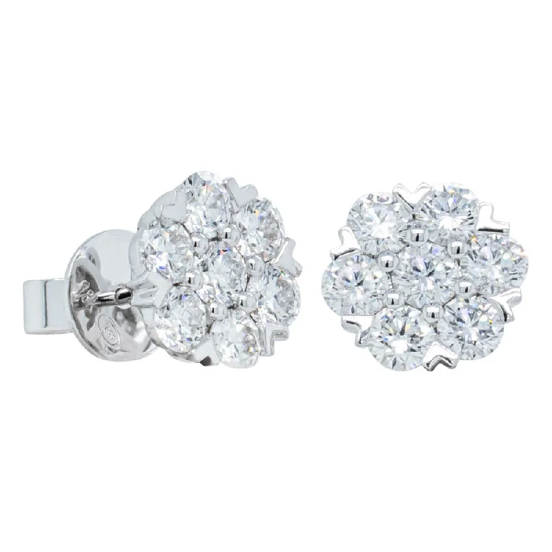 Triangular Stud Earrings for Edge -18ct White Gold 2.00ct Diamond Lotus Stud Earrings