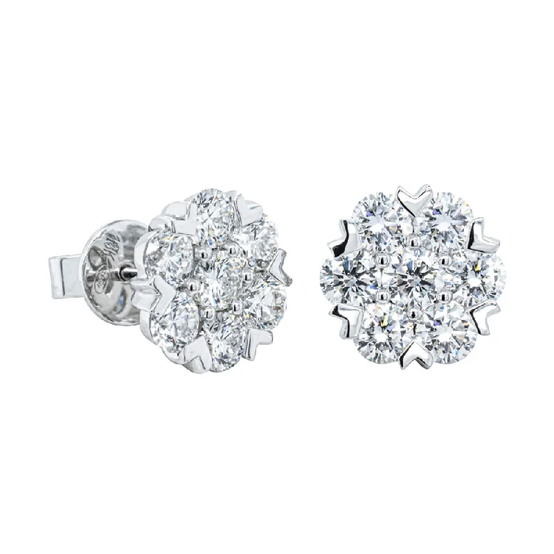 Oval Stud Earrings for Grace -18ct White Gold 3.01ct Diamond Lotus Stud Earrings