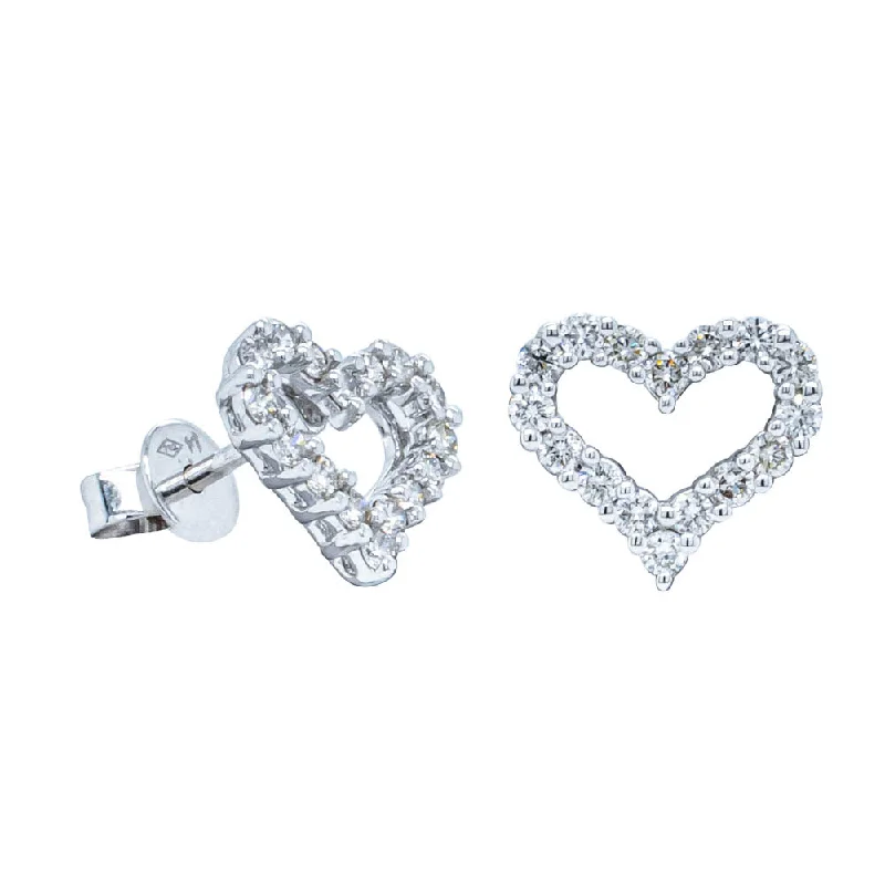 Celtic Stud Earrings with Knotwork -18ct White Gold .46ct Diamond Heart Stud Earrings