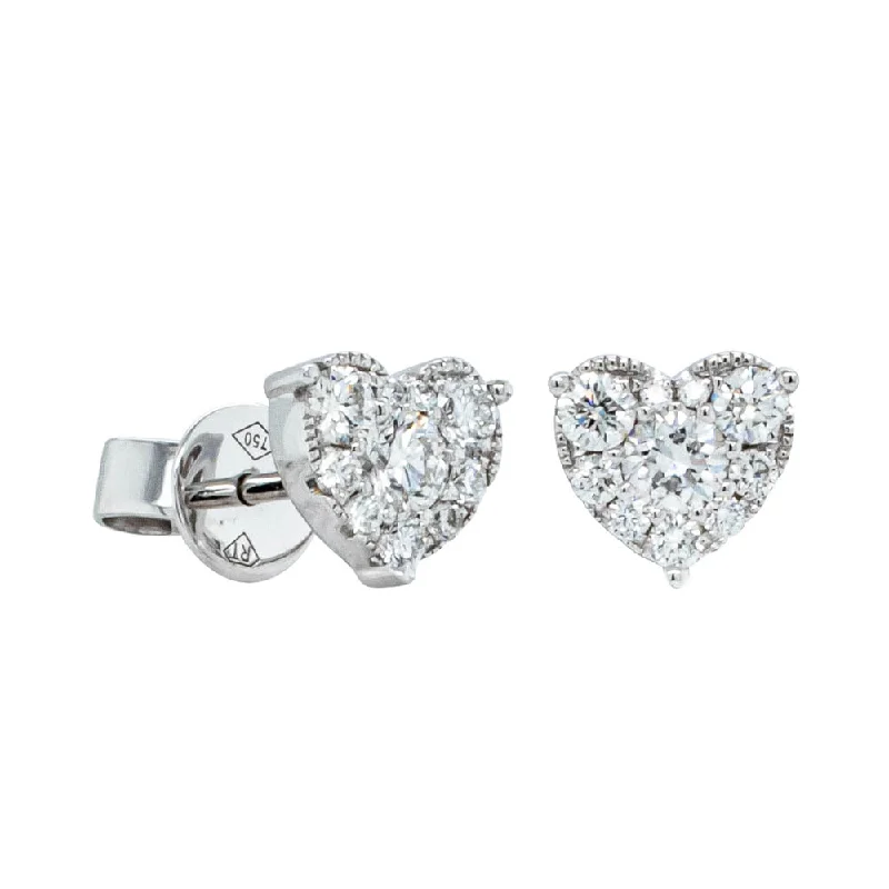 Stud Earrings for Gym Workout -18ct White Gold .57ct Diamond Stud Earrings