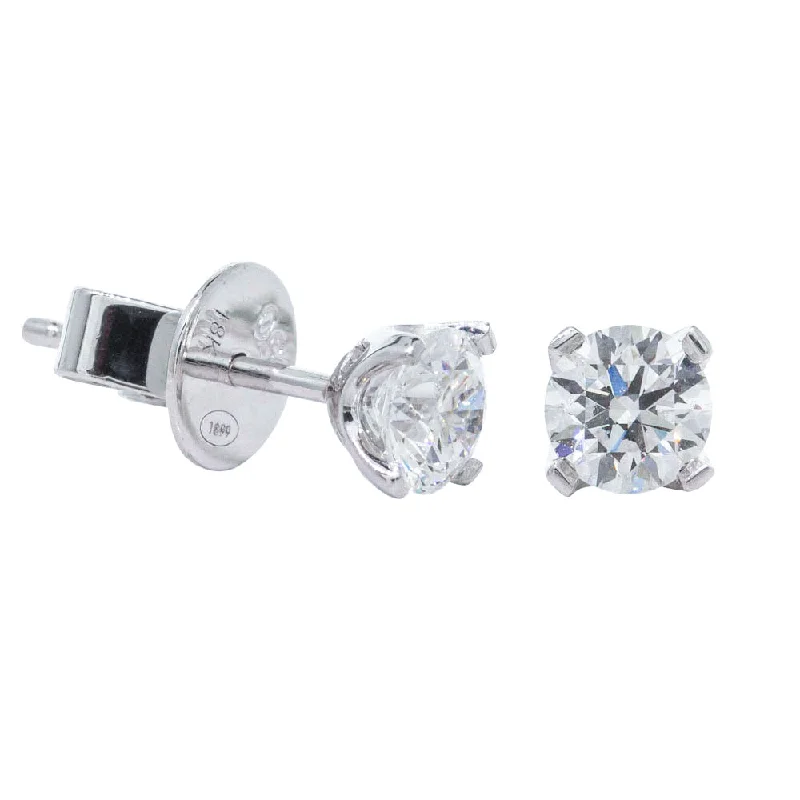 Large Stud Earrings for Statement -18ct White Gold .80ct Diamond Blossom Stud Earrings