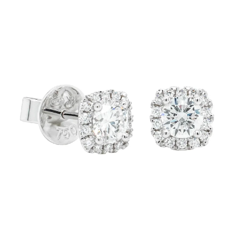 Stud Earrings for Party Look -18ct White Gold .80ct Diamond Peony Stud Earrings