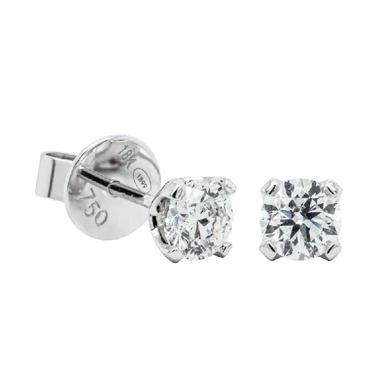 Stud Earrings with Hammered Finish -18ct White Gold Diamond Blossom Stud Earrings