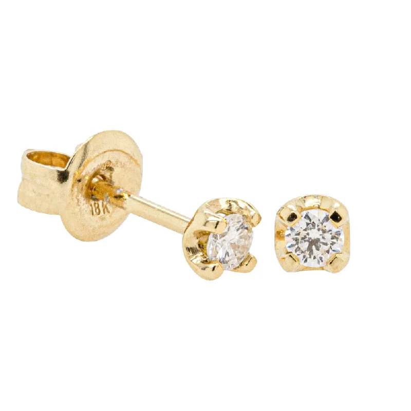 Stud Earrings with Knot Designs -18ct Yellow Gold .12ct Diamond Stud Earrings