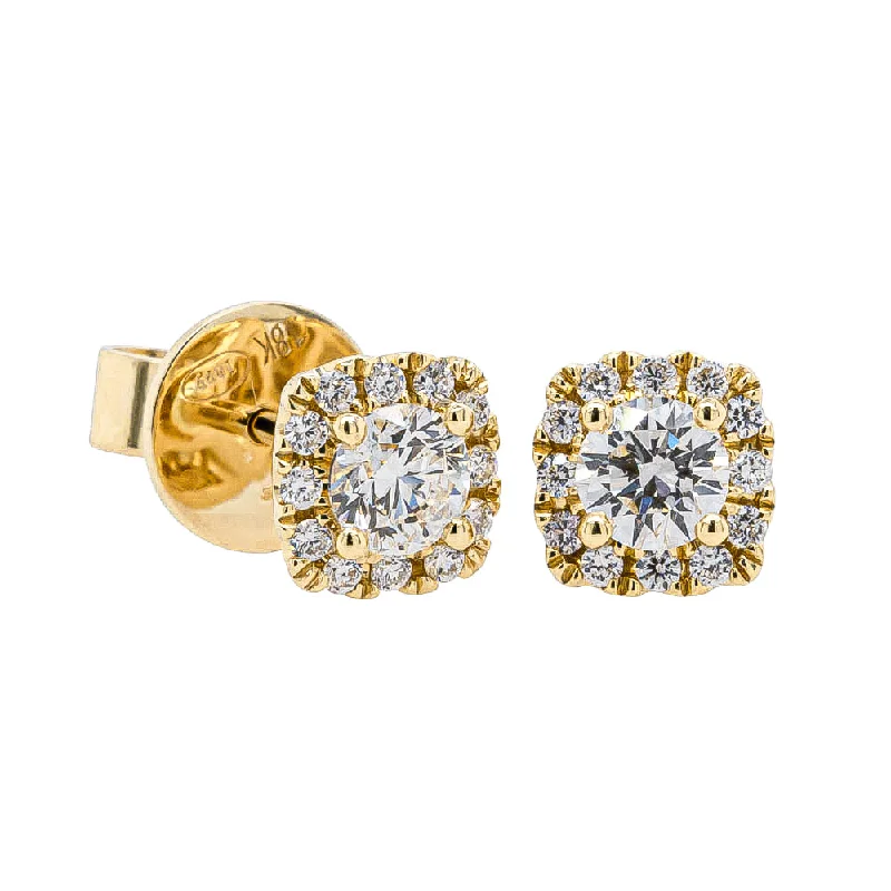 Stud Earrings for Casual Outfit -18ct Yellow Gold .60ct Diamond Peony Stud Earrings