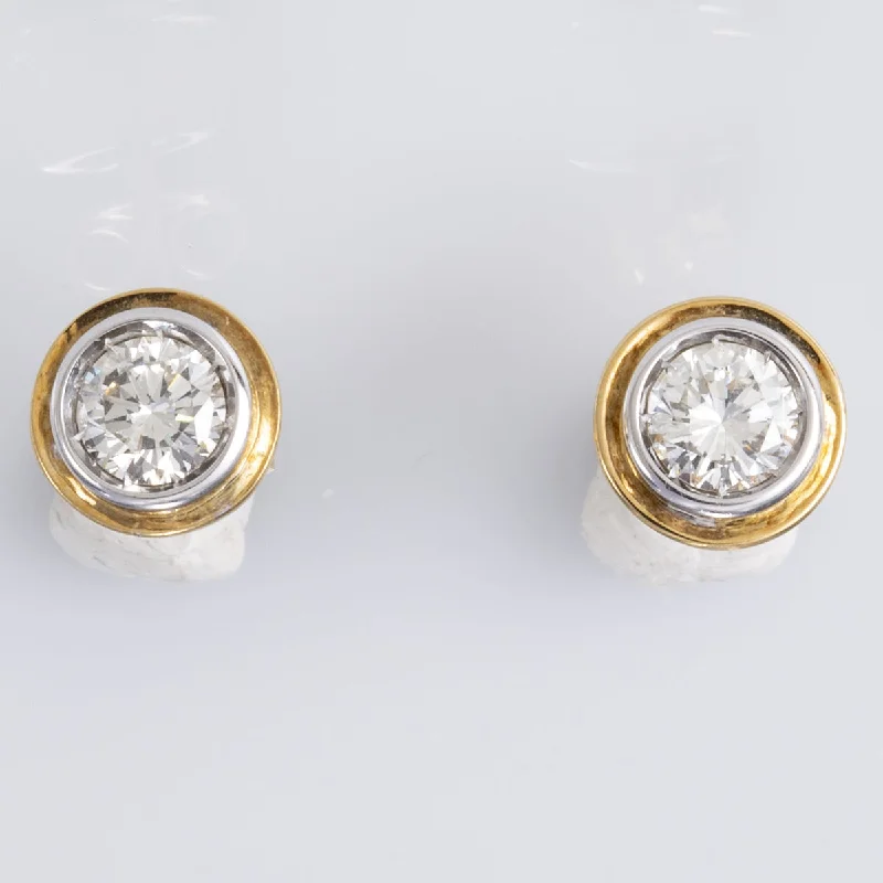 Crystal Stud Earrings for Sparkle -18k Yellow Gold Diamond Stud Earrings | 1.20ctw