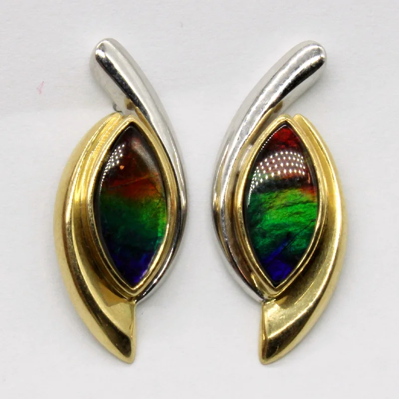 Stud Earrings for Beach Outfit -Ammolite Stud Earrings | 3.14ctw |