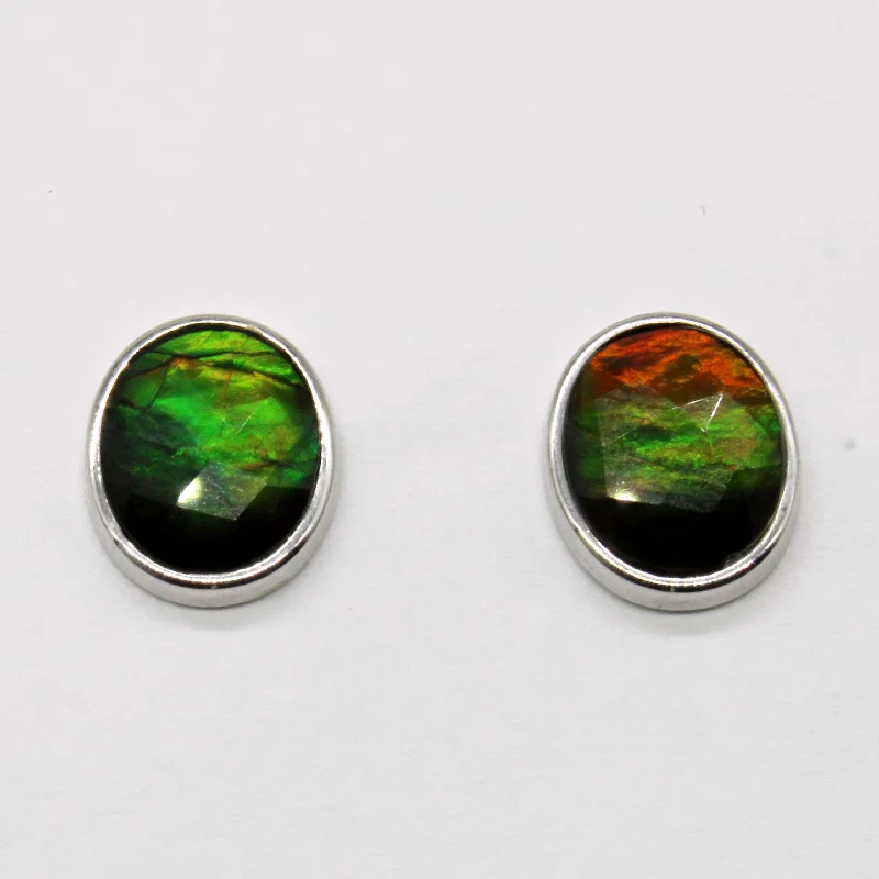 Floral Stud Earrings with Petals -Ammolite Stud Earrings | 2.30ctw |