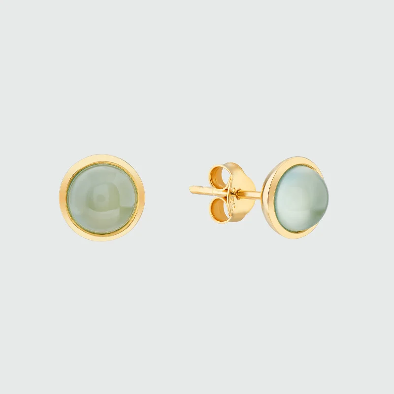 Heavy Duty Stud Earrings for Durability -Aurora Aqua Chalcedony & Gold Vermeil Stud Earrings