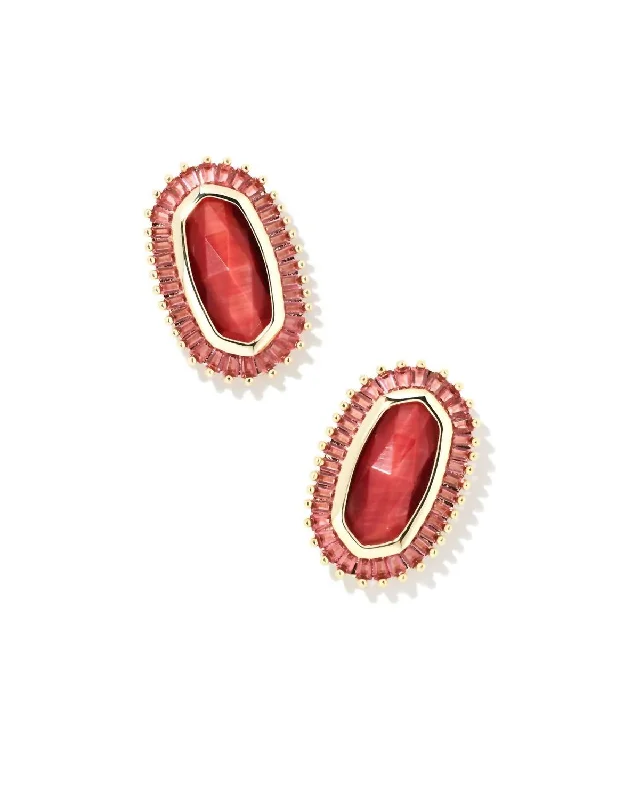 Minimalist Stud Earrings with Simplicity -Baguette Elle Stud Earrings In Red Mix