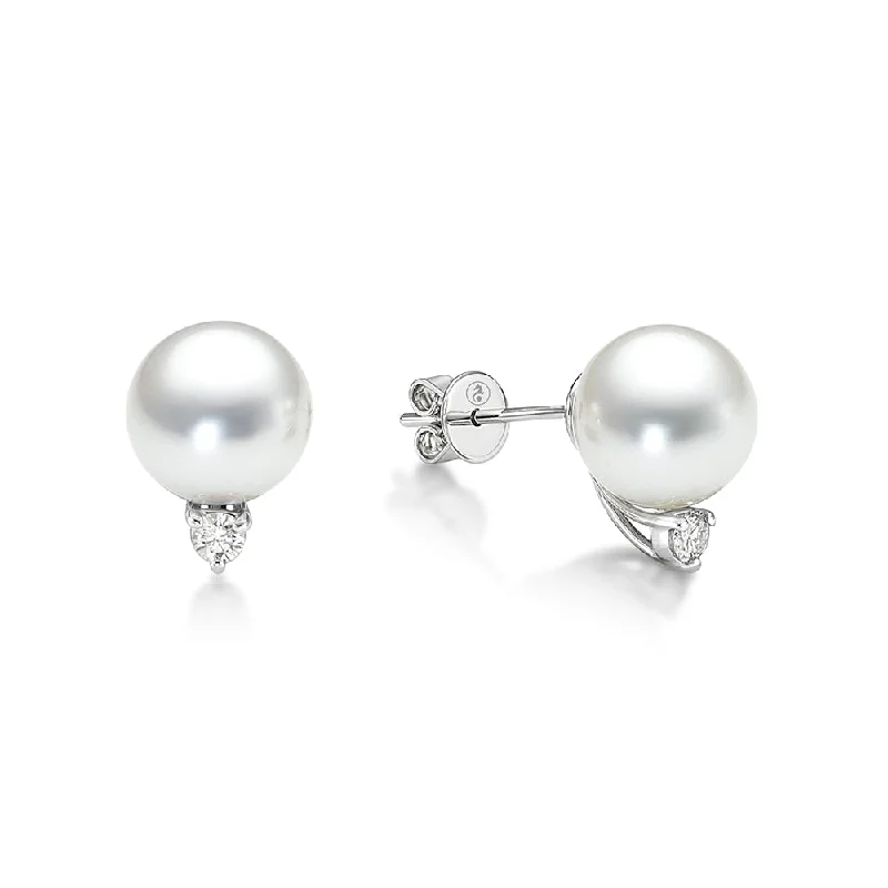 Stud Earrings with Knot Designs -Beautiful Pearl and Diamond Stud Earrings