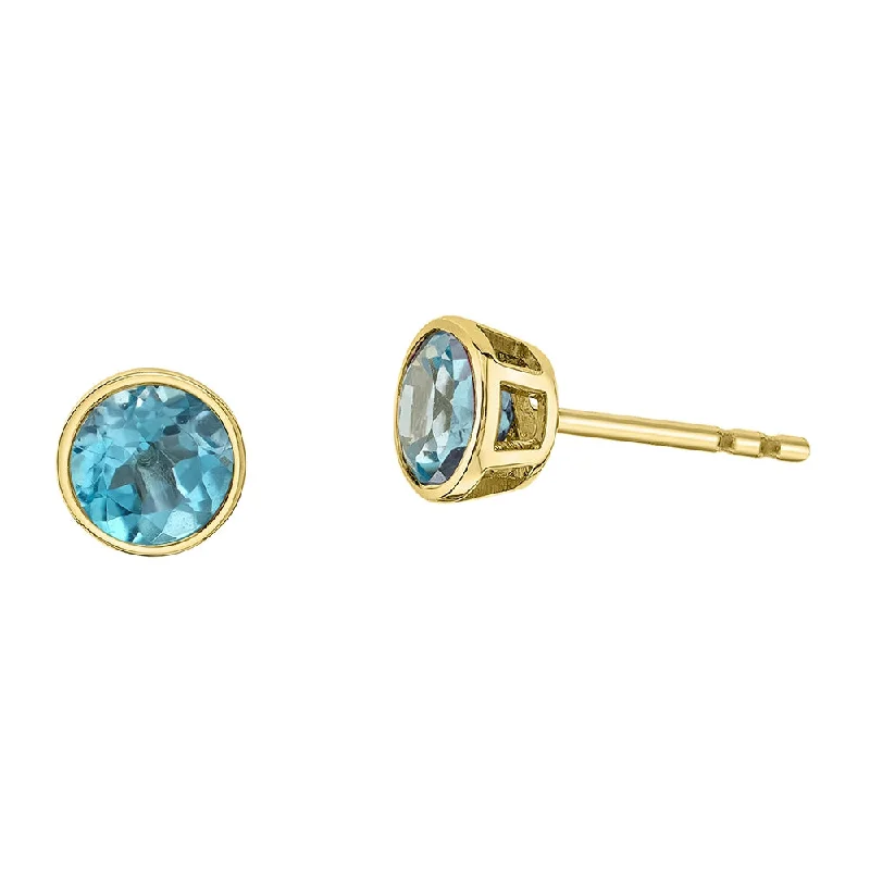 Ethnic Stud Earrings with Tribal Design -Bezel Set Birthstone Stud Earrings