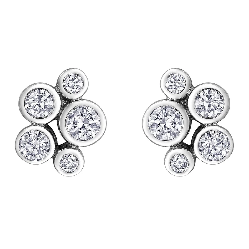 African Stud Earrings with Culture -Bezel Set Diamond Bubble Stud Earrings