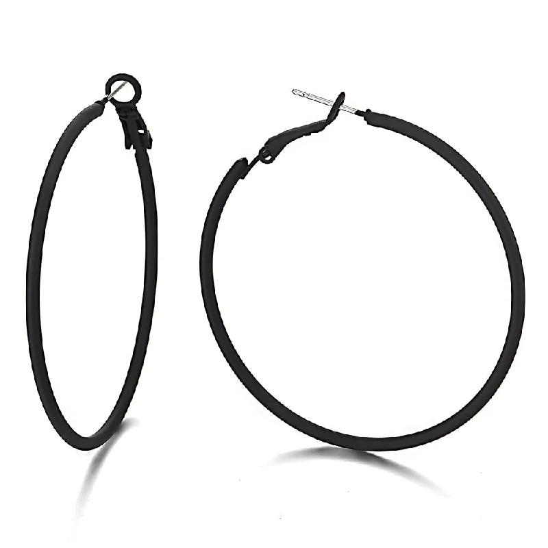 Triple Stud Earrings for Layered -Black Large Circle Statement Hoop Huggie Hinged Stud Earrings