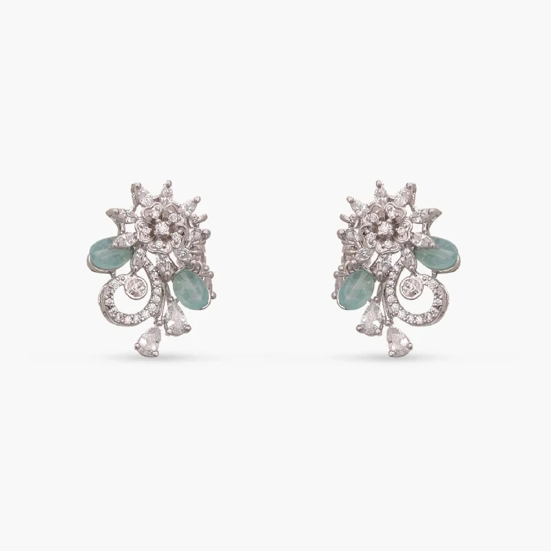 Geometric Stud Earrings for Trend -Bloom Minimal CZ Stud Earrings